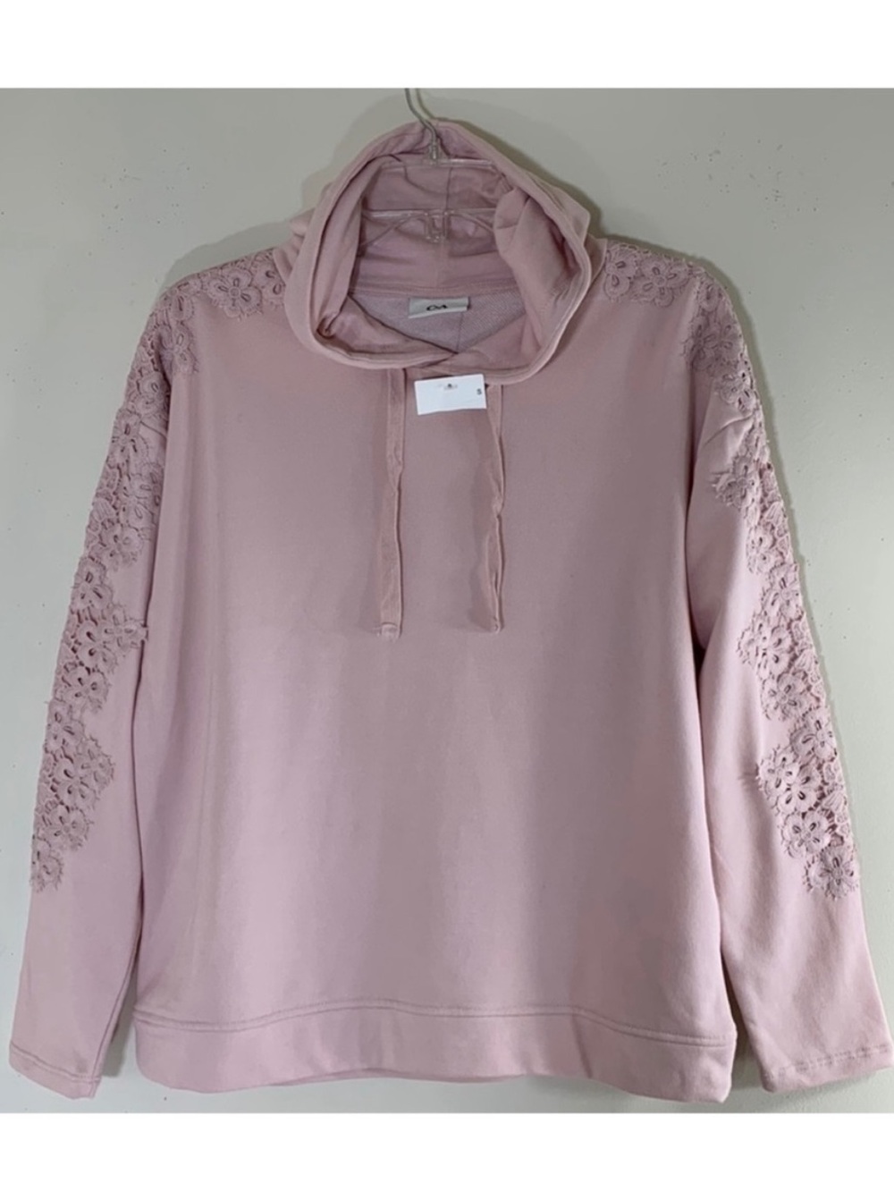 C & A Hoodie with Floral Lace Embellishment. S. NWT.